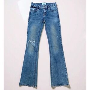 Revice Denim Jeans Women's 25x34 Blue High Rise Flare Distressed Made Mexico